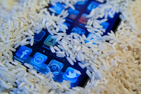 آیا برنج آب درون گوشی را به طور کامل جذب می کند؟