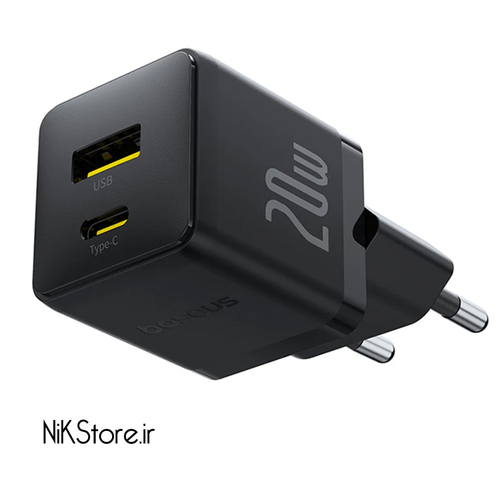 شارژر دیواری 20 وات باسئوس مدل Palm Fast Charger 20W همراه با کابل تایپ سی 1 متری