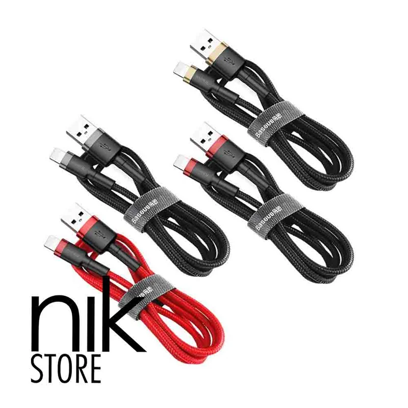پک ۱۰ عددی کابل شارژ USB به لایتنینگ باسئوس مدل Cafule طول 50 سانت